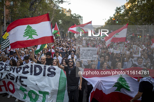 A general strike takes place in Barcelona, Spain, on September 27, 2024, in solidarity with Palestine and Lebanon. 