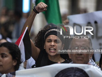 A general strike takes place in Barcelona, Spain, on September 27, 2024, in solidarity with Palestine and Lebanon. (