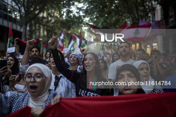 A general strike takes place in Barcelona, Spain, on September 27, 2024, in solidarity with Palestine and Lebanon. 