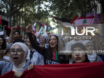 A general strike takes place in Barcelona, Spain, on September 27, 2024, in solidarity with Palestine and Lebanon. (