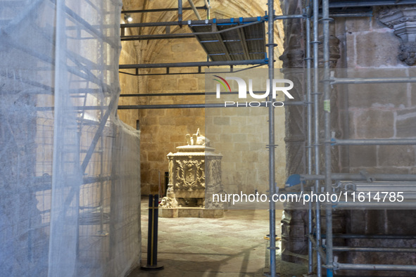 A general view of restorations near the tomb of Luis de Camas in Lisbon, Portugal, on September 27, 2024. Data from the BdP indicate that re...