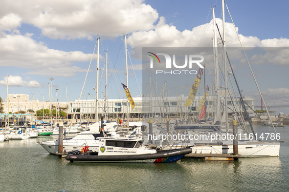 A National Guard speed boat is on a dock in Lisbon, Portugal, on September 27, 2024. Data from the BdP indicate that revenue from tourism, w...