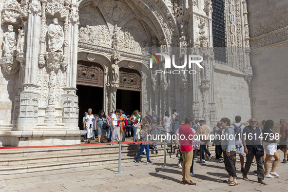 A general view of people at the Monasterio dos Jeronimos in Lisbon, Portugal, on September 27, 2024. Data from the BdP indicate that revenue...