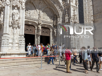 A general view of people at the Monasterio dos Jeronimos in Lisbon, Portugal, on September 27, 2024. Data from the BdP indicate that revenue...