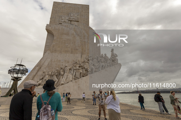 A general view of people at the Monumento dos Descobridores in Lisbon, Portugal, on September 27, 2024. Data from the BdP indicate that reve...