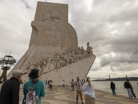 A general view of people at the Monumento dos Descobridores in Lisbon, Portugal, on September 27, 2024. Data from the BdP indicate that reve...