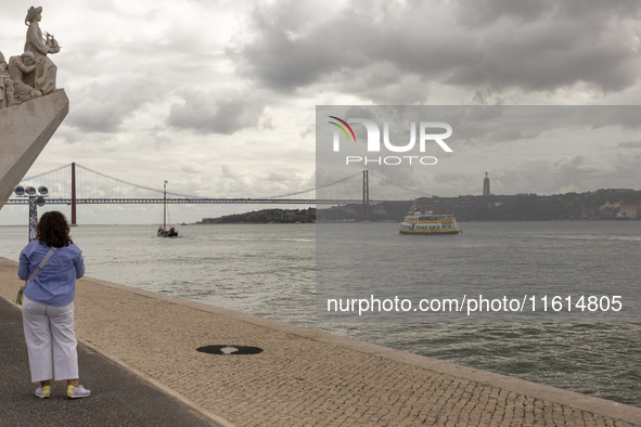 A general view of people at the Monumento dos Descobridores in Lisbon, Portugal, on September 27, 2024. Data from the BdP indicate that reve...