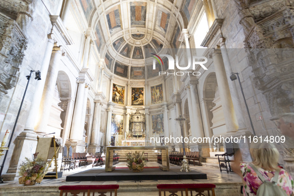 People are seen inside the Monasterio dos Jeronimos Church in Lisbon, Portugal, on September 27, 2024. Data from the BdP indicate that reven...