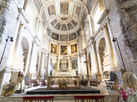 People are seen inside the Monasterio dos Jeronimos Church in Lisbon, Portugal, on September 27, 2024. Data from the BdP indicate that reven...