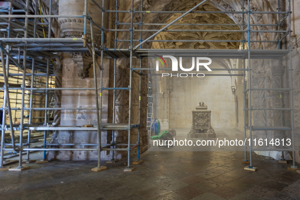 A general view of restorations near the tomb of Vasco da Gama in Lisbon, Portugal, on September 27, 2024. Data from the BdP indicate that re...