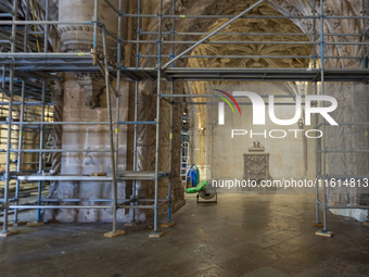 A general view of restorations near the tomb of Vasco da Gama in Lisbon, Portugal, on September 27, 2024. Data from the BdP indicate that re...