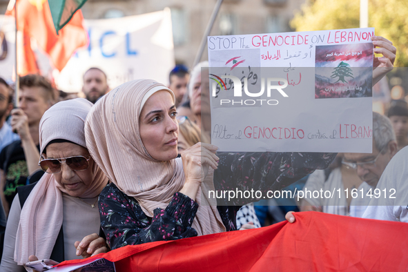 Thousands of people demonstrate in the center of Barcelona, Spain, on September 27, 2024, on the day that a general strike is declared in Sp...