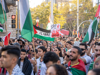 Thousands of people demonstrate in the center of Barcelona, Spain, on September 27, 2024, on the day that a general strike is declared in Sp...