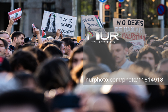 Thousands of people demonstrate in the center of Barcelona, Spain, on September 27, 2024, on the day that a general strike is declared in Sp...