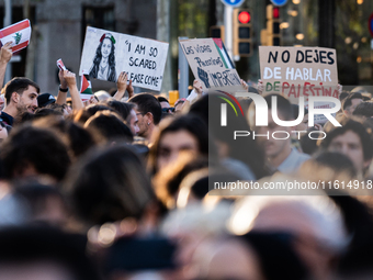 Thousands of people demonstrate in the center of Barcelona, Spain, on September 27, 2024, on the day that a general strike is declared in Sp...