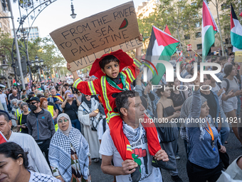 Thousands of people demonstrate in the center of Barcelona, Spain, on September 27, 2024, on the day that a general strike is declared in Sp...