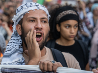 Thousands of people demonstrate in the center of Barcelona, Spain, on September 27, 2024, on the day that a general strike is declared in Sp...