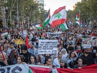 Thousands of people demonstrate in the center of Barcelona, Spain, on September 27, 2024, on the day that a general strike is declared in Sp...