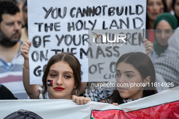 Thousands of people demonstrate in the center of Barcelona, Spain, on September 27, 2024, on the day that a general strike is declared in Sp...