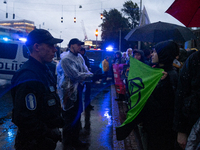 Activists from the environmental group Extinction Rebellion Finland ''Elokapina'' protest in front of the Finnish Parliament in Helsinki, Fi...