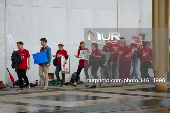 Musicians from the National Symphony Orchestra at the Kennedy Center in Washington, D.C., go on strike for the first time in 46 years. The m...