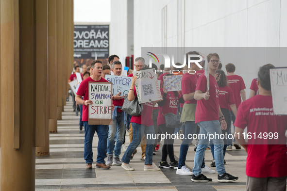 Musicians from the National Symphony Orchestra at the Kennedy Center in Washington, D.C., go on strike for the first time in 46 years. The m...