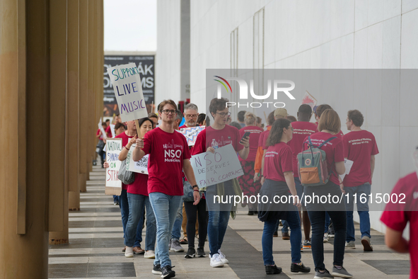 Musicians from the National Symphony Orchestra at the Kennedy Center in Washington, D.C., go on strike for the first time in 46 years. The m...