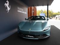 A Ferrari Roma is displayed in the main exhibition hall at WDCC2024 in Shanghai, China, on September 27, 2024. (