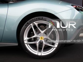 A Ferrari Roma is displayed in the main exhibition hall at WDCC2024 in Shanghai, China, on September 27, 2024. (