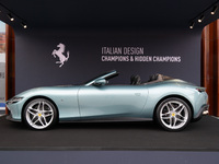 A Ferrari Roma is displayed in the main exhibition hall at WDCC2024 in Shanghai, China, on September 27, 2024. (