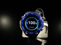 The watchGT5pro is displayed at the Huawei exhibition area at WDCC2024 in Shanghai, China, on September 27, 2024. (