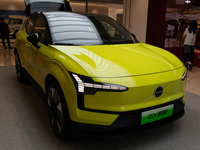 A new EX30 energy vehicle is on display at the Geely Volvo Exhibition area at WDCC2024 in Shanghai, China, on September 27, 2024. (