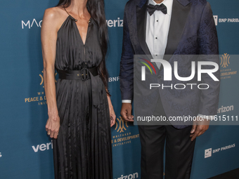 Caroline Descombris and Forest Whitaker attend the 2024 Faces Of Hope Gala at Gotham Hall in New York, USA, on September 27, 2024. (