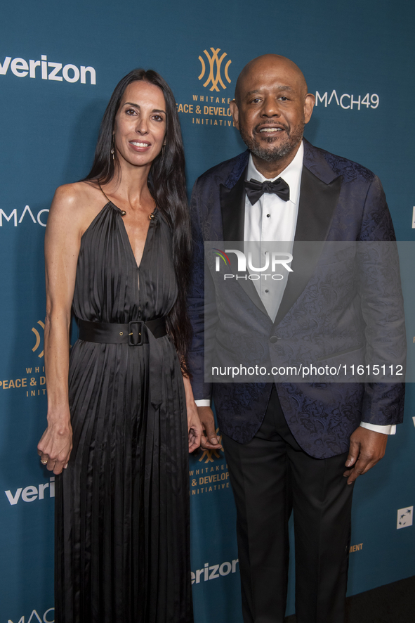 Caroline Descombris and Forest Whitaker attend the 2024 Faces Of Hope Gala at Gotham Hall in New York, USA, on September 27, 2024. 