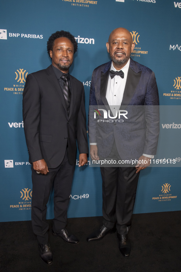 Elvis Nolasco and Forest Whitaker attend the 2024 Faces Of Hope Gala at Gotham Hall in New York, New York, USA, on September 27, 2024. 