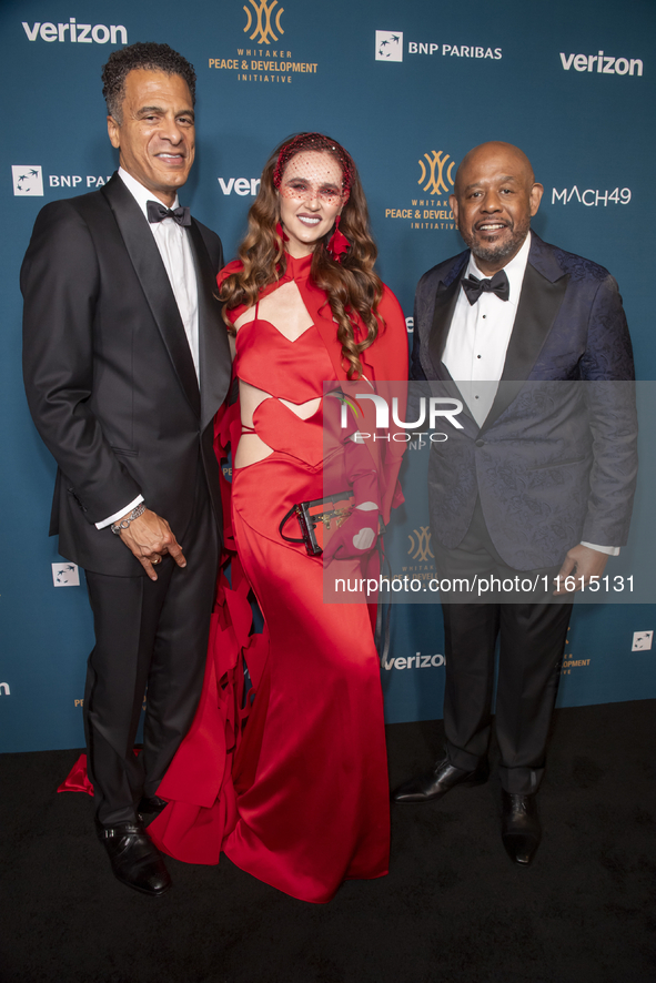 John Utendahl, Radmila Lolly, and Forest Whitaker attend the 2024 Faces Of Hope Gala at Gotham Hall in New York, New York, USA, on September...