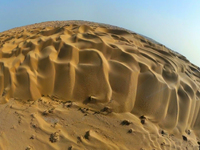 A panoramic view of the ''Whale Sand Mountain'' scenic spot on the desert highway in Bazhou, Xinjiang, China, on September 23, 2024. (