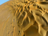 A panoramic view of the ''Whale Sand Mountain'' scenic spot on the desert highway in Bazhou, Xinjiang, China, on September 23, 2024. (