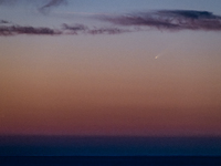 Comet C/2023 A3 (Tsuchinshan-ATLAS) appears in the sky over Molfetta, Italy, on September 28, 2024, before dawn around 6:00 AM. On September...