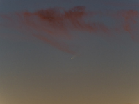 Comet C/2023 A3 (Tsuchinshan-ATLAS) appears in the sky over Molfetta, Italy, on September 28, 2024, before dawn around 6:00 AM. On September...