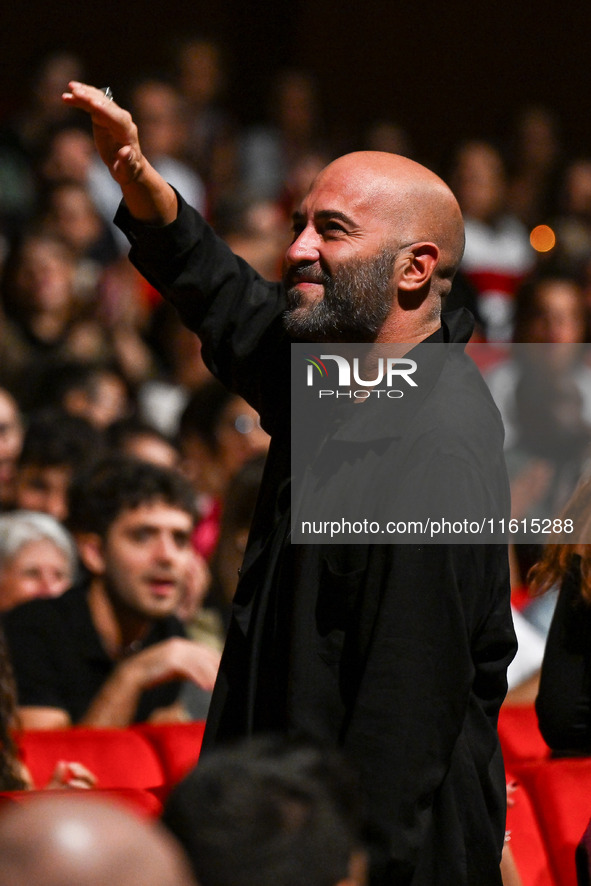 Giuliano Sangiorgi, singer of Negramaro, attends Serena Brancale's concert ''Baccala on Tour'' at the Auditorium Parco della Musica in Rome,...