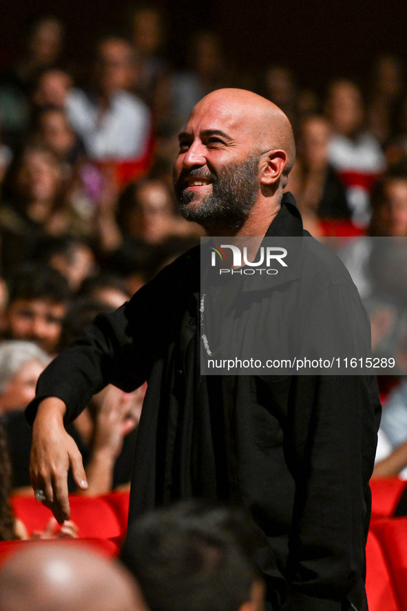 Giuliano Sangiorgi, singer of Negramaro, attends Serena Brancale's concert ''Baccala on Tour'' at the Auditorium Parco della Musica in Rome,...