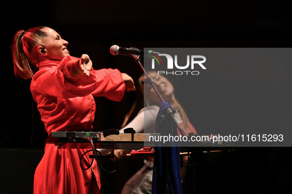 Serena Brancale performs during the ''Baccala on Tour'' concert at the Auditorium Parco della Musica in Rome, Italy, on September 27, 2024. 