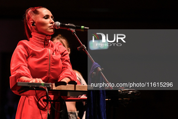 Serena Brancale performs during the ''Baccala on Tour'' concert at the Auditorium Parco della Musica in Rome, Italy, on September 27, 2024. 