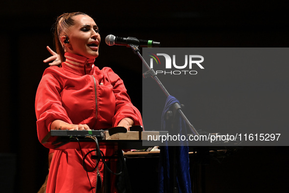 Serena Brancale performs during the ''Baccala on Tour'' concert at the Auditorium Parco della Musica in Rome, Italy, on September 27, 2024. 