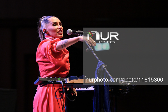 Serena Brancale performs during the ''Baccala on Tour'' concert at the Auditorium Parco della Musica in Rome, Italy, on September 27, 2024. 