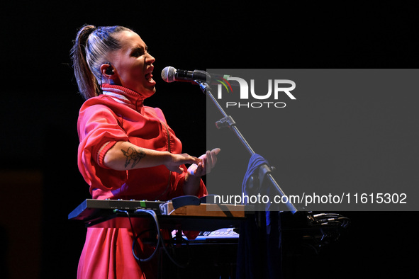 Serena Brancale performs during the ''Baccala on Tour'' concert at the Auditorium Parco della Musica in Rome, Italy, on September 27, 2024. 