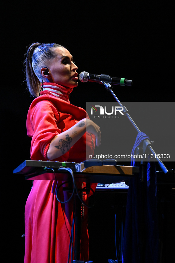 Serena Brancale performs during the ''Baccala on Tour'' concert at the Auditorium Parco della Musica in Rome, Italy, on September 27, 2024. 