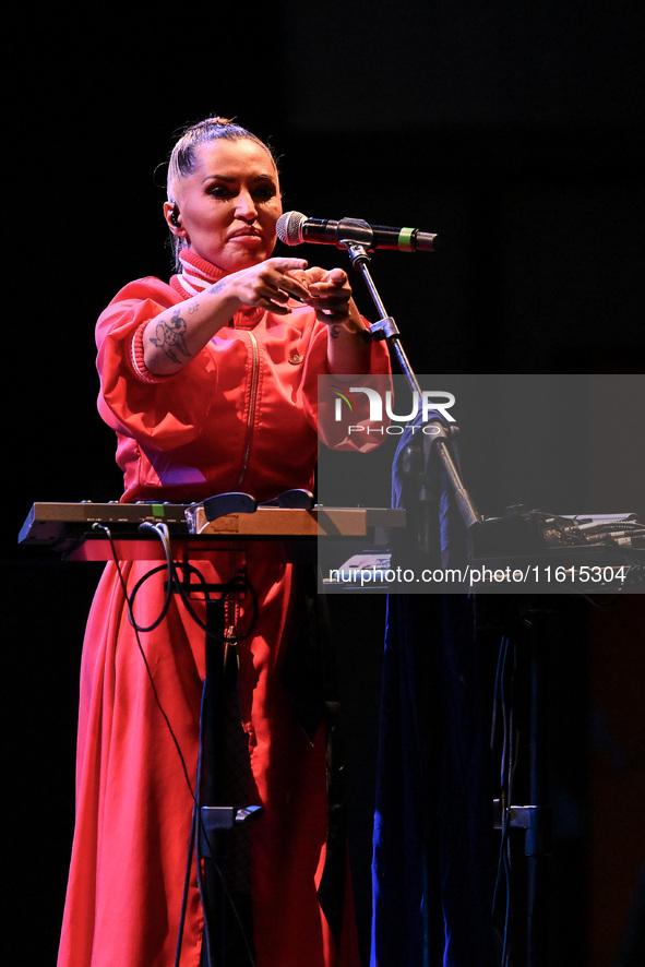 Serena Brancale performs during the ''Baccala on Tour'' concert at the Auditorium Parco della Musica in Rome, Italy, on September 27, 2024. 