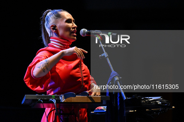 Serena Brancale performs during the ''Baccala on Tour'' concert at the Auditorium Parco della Musica in Rome, Italy, on September 27, 2024. 